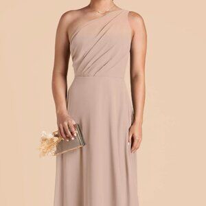 Birdy Grey | Kira Bridesmaid Dress with Slit - Taupe Chiffon | Size M